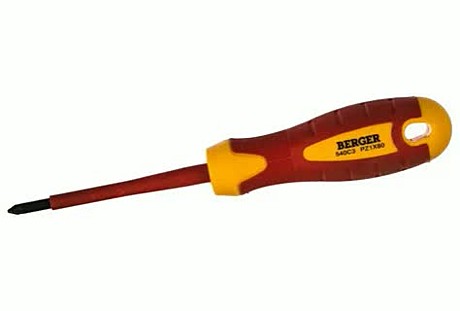 Отвертка крестовая BERGER PZ1x80мм диэлектрическая 1000V BG1059