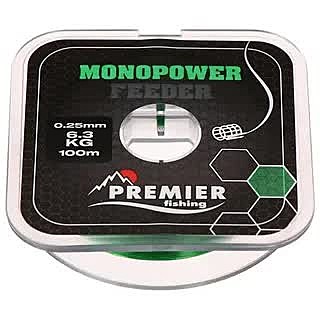 Леска MONOPOWER FEEDER 0,25mm/100m Green Nylon PREMIER Fishing