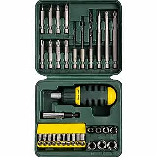 Набор KRAFTOOL отвертка реверсивная с битами и торцовыми головками 43 предм 25556-H43