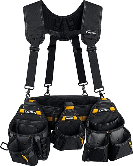 KRAFTOOL  KBS-5 в комплекте: пояс монтажника, подтяжки и 3 сумки, пояс монтажника (38760-5)