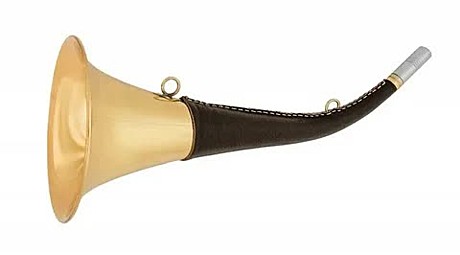 Горн охотничий (кожаная отделка) 30 см, круглый, цвет тёмно-зелёный (40шт/уп)