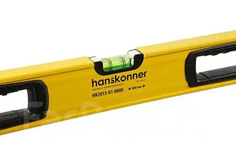 HK2015-01-0800 Уровень алюм.800мм,3 колбы,усилен,фрезеров.,магнит,точность 0,5мм/м, Hanskonner