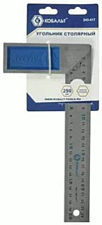 Угольник КОБАЛЬТ столярный 250 мм, нерж.сталь ,чугунное основание, 243-417