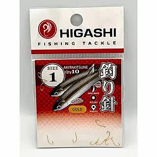 Крючок HIGASHI Akitakitsune ringed #1 Gold, H-HO-AKR1G 