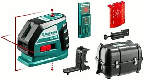 KRAFTOOL CL-70 #4, Лазерный нивелир (34660-4) в кейсе/чемодан 1/4 и 5/8 дюйм,IP 54,,АА,,4х1,5В