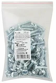 Винт с полуцилиндр.головкой с полной резьбой оцинк.М6 х 25мм