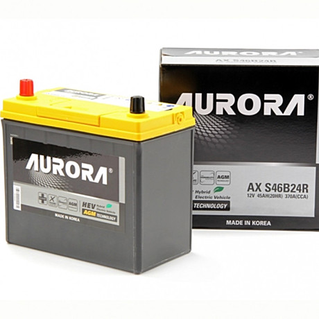 Аккумулятор AURORA JIS AGM AX S46B24R	AURORA	1807500	Ёмкость 45 Ah, пусковой ток 37	AX S46B24R