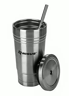 Стакан металлический с соломинкой N.SS-035 Nisus