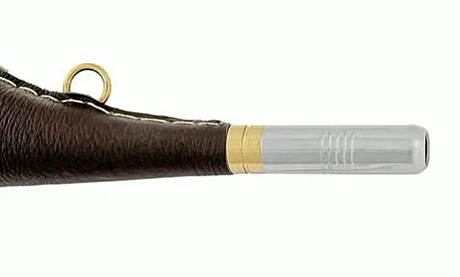 Горн охотничий (кожаная отделка) 16 см, плоский, цвет тёмно-коричневый