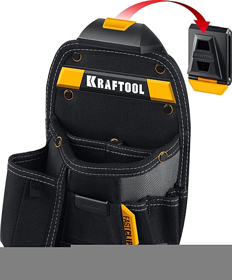 KRAFTOOL  KP-8 с быстросъёмным креплением FastClip, 8 карманов и петель, 170 х 260 мм, поясная сумка