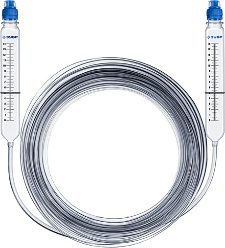 Гидроуровень с усиленными измерительными колбами ЗУБР Профессионал 15 м 3482-08-15