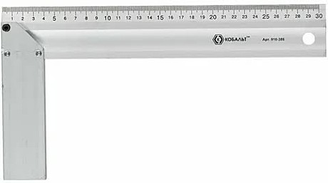 Угольник КОБАЛЬТ столярный 300 мм, алюминиевый 910-386