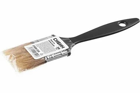 Кисть плоская СИБИН, пластиковая ручка, светлая смешанная щетина, 38мм