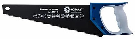 Ножовка по дереву КОБАЛЬТ 400мм,7TPI,тефлоновое покр.закал.зуб,3D-заточка,двухкомп.рукоятка. 246-142